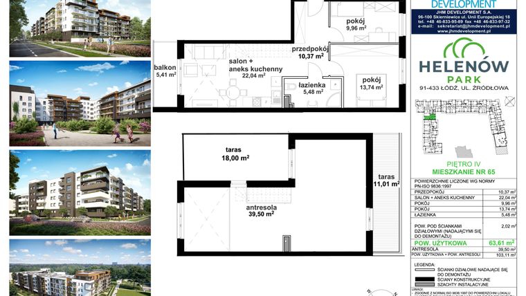 Rzut - Mieszkanie na sprzedaż 5 pokoi o powierzchni 103,59 m² - numer C.4.65 w Helenów Park
