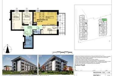 Rzut - Mieszkanie na sprzedaż 4 pokoje o powierzchni 65,97 m² - numer C25 w Duo Park