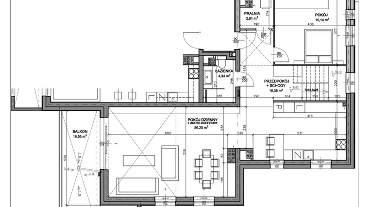 Rzut - Mieszkanie na sprzedaż 2 pokoje o powierzchni 161,25 m² - numer N.D.03.16 w Nobilis