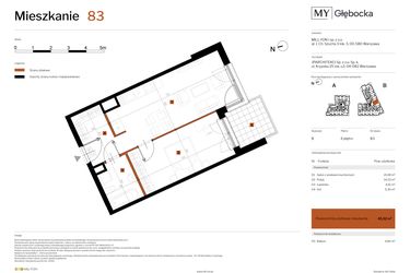 Rzut - Mieszkanie na sprzedaż 2 pokoje o powierzchni 45,32 m² - numer 83 w MY Głębocka