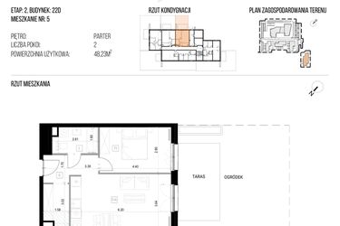 Rzut - Mieszkanie na sprzedaż 2 pokoje o powierzchni 48,23 m² - numer 22D/05 w NATURAMA II