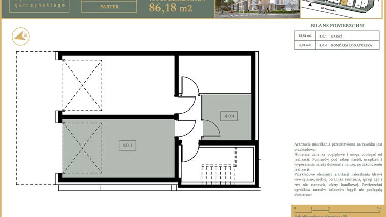 Rzut - Mieszkanie na sprzedaż 5 pokoi o powierzchni 86,18 m² - numer M7 w Apartamenty Gałczyńskiego