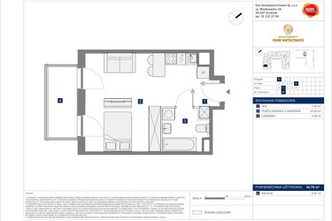Rzut - Mieszkanie na sprzedaż 1 pokój o powierzchni 30,7 m² - numer F-62 w Apartamenty Park Matecznego Etap 2