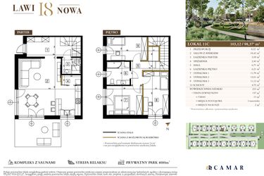 Rzut - Mieszkanie na sprzedaż 4 pokoje o powierzchni 98,37 m² - numer 11C w Lawinowa 18