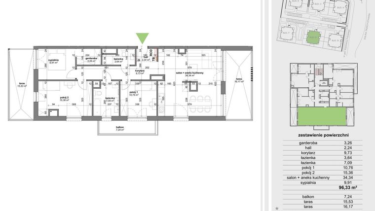Rzut - Mieszkanie na sprzedaż 4 pokoje o powierzchni 95,3 m² - numer D.7.2 w Park Przy Stawach