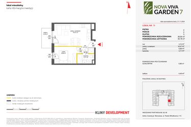 Rzut - Mieszkanie na sprzedaż 2 pokoje o powierzchni 36,64 m² - numer 78 w Nova Viva Garden 7