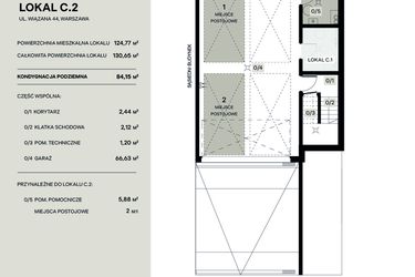 Rzut - Mieszkanie na sprzedaż 5 pokoi o powierzchni 124,77 m² - numer C.2 w Wiązana Residence