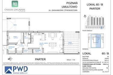 Rzut - Dom na sprzedaż 5 pokoi o powierzchni 139,91 m² - numer 60B w Osiedle Zagajnik - etap I