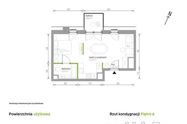 Rzut - Mieszkanie na sprzedaż 1 pokój o powierzchni 39,09 m² - numer 6/A/09 w Kijowska Vita