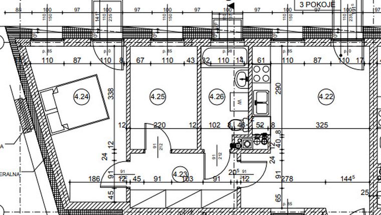 Rzut - Mieszkanie na sprzedaż 3 pokoje o powierzchni 53,98 m² - numer 20.27 w Osiedle Wyszyńskiego