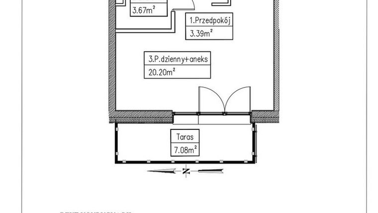 Rzut - Mieszkanie na sprzedaż 1 pokój o powierzchni 27,26 m² - numer 15 w Działkowa 68