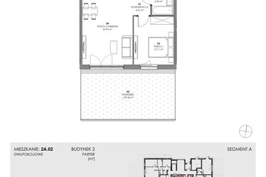 Rzut - Mieszkanie na sprzedaż 2 pokoje o powierzchni 44,48 m² - numer 2A.02 w Akacjowa Wita