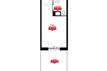 Rzut - Mieszkanie na sprzedaż 1 pokój o powierzchni 25,38 m² - numer A1 011LU w 29L - Apartamenty inwestycyjne