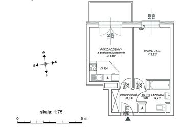 Rzut - Mieszkanie na sprzedaż 2 pokoje o powierzchni 35,27 m² - numer M54 w Osiedle Mała Dziesiąta etap II