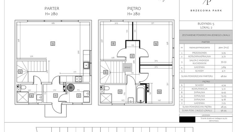 Rzut - Dom na sprzedaż 4 pokoje o powierzchni 96,95 m² - numer 5 LOK. 2 w Brzegowa Park etap 1