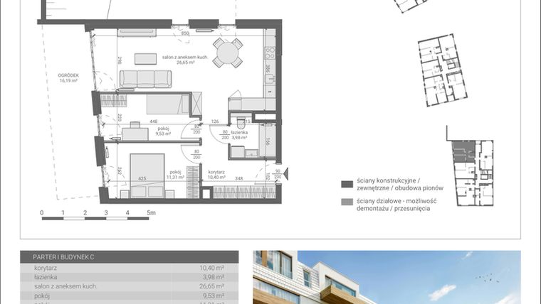 Rzut - Mieszkanie na sprzedaż 3 pokoje o powierzchni 61,87 m² - numer C.M5 w Matemblevo