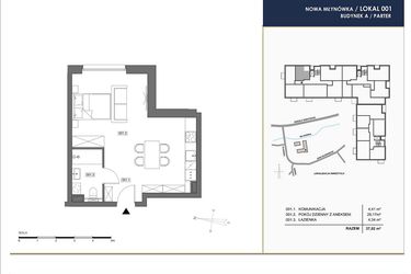 Rzut - Mieszkanie na sprzedaż 1 pokój o powierzchni 37,92 m² - numer A.001 w Nowa Młynówka