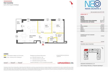 Rzut - Mieszkanie na sprzedaż 3 pokoje o powierzchni 69,75 m² - numer 28 w Neo Nova Ochota 4