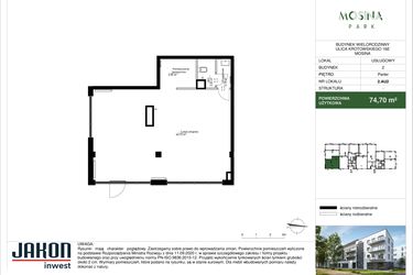 Rzut - Lokal użytkowy na sprzedaż 1 pokój o powierzchni 74,94 m² - numer 2.AU2 w Mosina Park