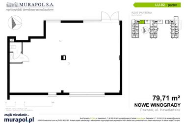 Rzut - Lokal użytkowy na sprzedaż 1 pokój o powierzchni 79,71 m² - numer LU.002 w Nowe Winogrady