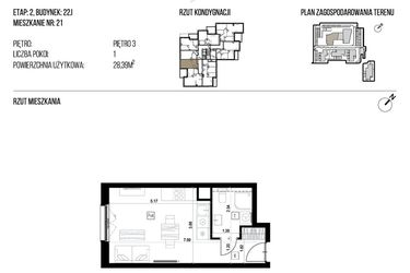 Rzut - Mieszkanie na sprzedaż 1 pokój o powierzchni 28,39 m² - numer 22J/21 w NATURAMA II