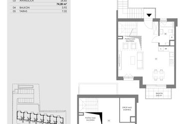 Rzut - Mieszkanie na sprzedaż 2 pokoje o powierzchni 74,2 m² - numer 14A.2 w Przystań Sobieszewo