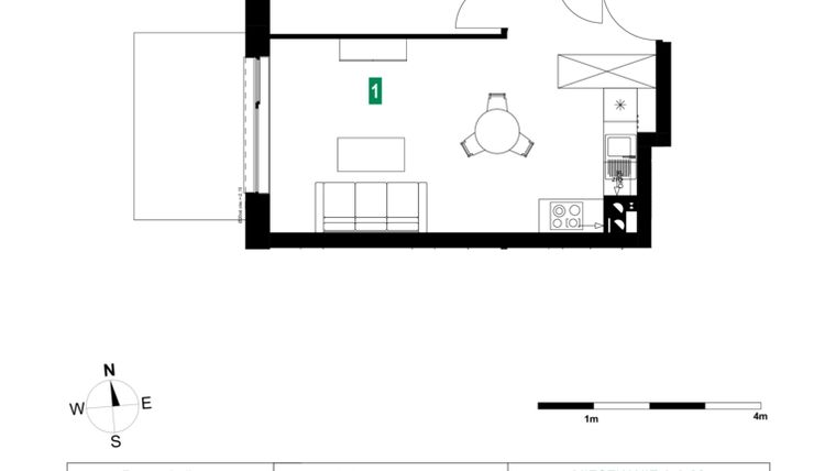 Rzut - Mieszkanie na sprzedaż 2 pokoje o powierzchni 41,93 m² - numer A.A.02 w Park Śliwowa
