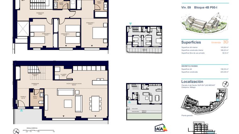 Rzut - Mieszkanie na sprzedaż 3 pokoje o powierzchni 206 m² - numer 4B4BOI w South Sand Las Mesas
