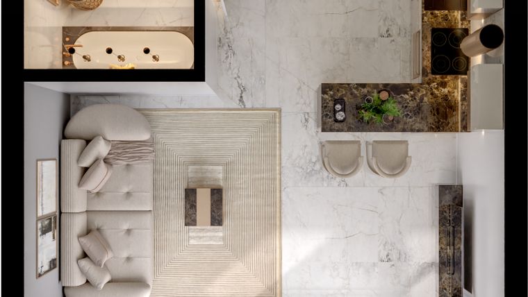 Rzut - Mieszkanie na sprzedaż 1 pokój o powierzchni 29,41 m² - numer B10/7/174 w GEMINI G-7