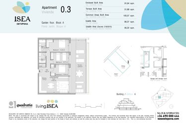 Rzut - Mieszkanie na sprzedaż 3 pokoje o powierzchni 80,37 m² - numer 0.3 w Isea - Estepona
