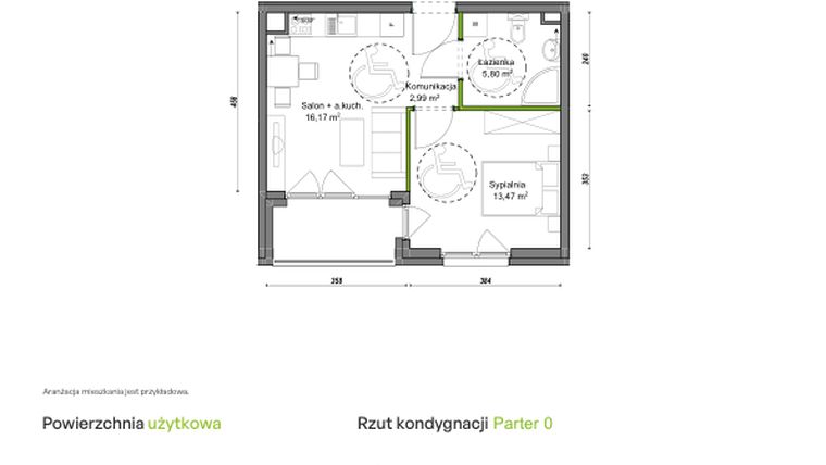 Rzut - Mieszkanie na sprzedaż 2 pokoje o powierzchni 38,43 m² - numer D2/F/04 w Orawska Vita