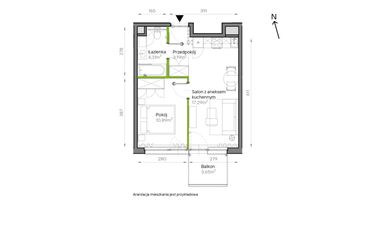 Rzut - Mieszkanie na sprzedaż 2 pokoje o powierzchni 35,68 m² - numer A2/13 w Bemowo Vita