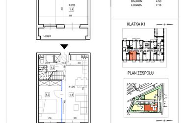 Rzut - Mieszkanie na sprzedaż 2 pokoje o powierzchni 71,61 m² - numer K1/26 w Przystań Królewiecka III