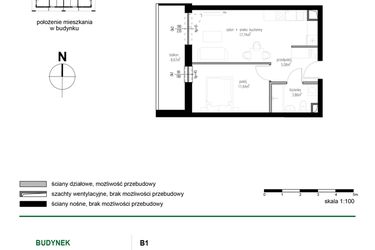 Rzut - Mieszkanie na sprzedaż 2 pokoje o powierzchni 38,32 m² - numer 15 w Wędrowna