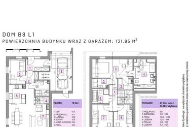 Rzut - Dom na sprzedaż 5 pokoi o powierzchni 131,95 m² - numer B8 L1 w Osiedle Lawendowe