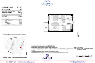 Rzut - Mieszkanie na sprzedaż 2 pokoje o powierzchni 37,23 m² - numer B2.52 w Osiedle Chabrowe