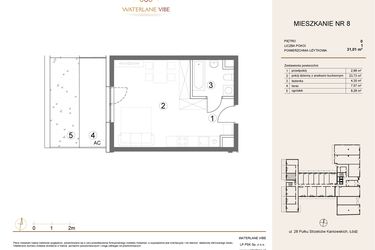 Rzut - Mieszkanie na sprzedaż 1 pokój o powierzchni 31,01 m² - numer 8 w Waterlane Vibe