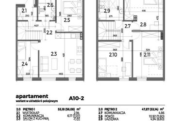 Rzut - Mieszkanie na sprzedaż 4 pokoje o powierzchni 103,05 m² - numer A10-2 w Aleja Miodowa