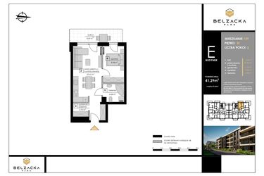 Rzut - Mieszkanie na sprzedaż 2 pokoje o powierzchni 41,29 m² - numer E.139 w Belzacka Park etap III
