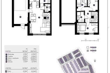 Rzut - Dom na sprzedaż 4 pokoje o powierzchni 92,48 m² - numer 15B w Osiedle Nodo