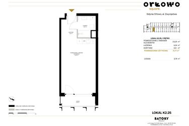 Rzut - Mieszkanie na sprzedaż 1 pokój o powierzchni 31,71 m² - numer K2.25 w Orłowo Square - Apartamenty inwestycyjne