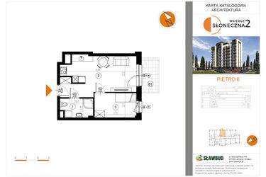 Rzut - Mieszkanie na sprzedaż 2 pokoje o powierzchni 34,96 m² - numer 53 w Osiedle Słoneczna etap 2
