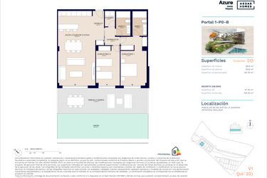 Rzut - Mieszkanie na sprzedaż 2 pokoje o powierzchni 87 m² - numer 1-PO-B w Zenity Azure