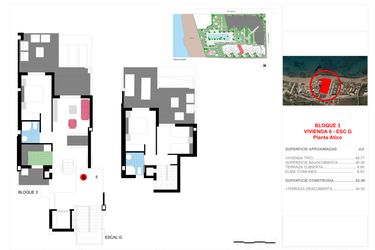 Rzut - Mieszkanie na sprzedaż 3 pokoje o powierzchni 92,98 m² - numer ATICO-G-6 w Apartamenty w Dénia - 14051638