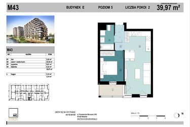 Rzut - Mieszkanie na sprzedaż 2 pokoje o powierzchni 39,92 m² - numer E43 w Panorama Kwiatkowskiego