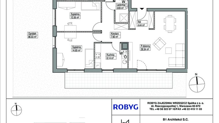 Rzut - Mieszkanie na sprzedaż 4 pokoje o powierzchni 103,46 m² - numer K.0M05 w Zajezdnia Wrzeszcz