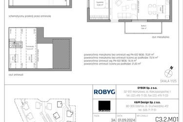 Rzut - Mieszkanie na sprzedaż 4 pokoje o powierzchni 84,95 m² - numer C3.2M01 w ROSA Residence etap II