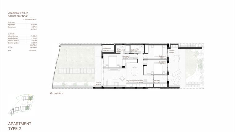 Rzut - Dom na sprzedaż 3 pokoje o powierzchni 103,76 m² - numer 9 w Domy w San Javier - 34403440