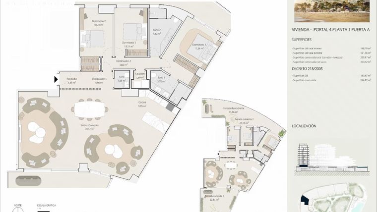 Rzut - Mieszkanie na sprzedaż 3 pokoje o powierzchni 246 m² - numer P4P1P-A w Termica Beach