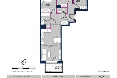 Rzut - Mieszkanie na sprzedaż 4 pokoje o powierzchni 67,5 m² - numer 151 w Moja Północna Etap III